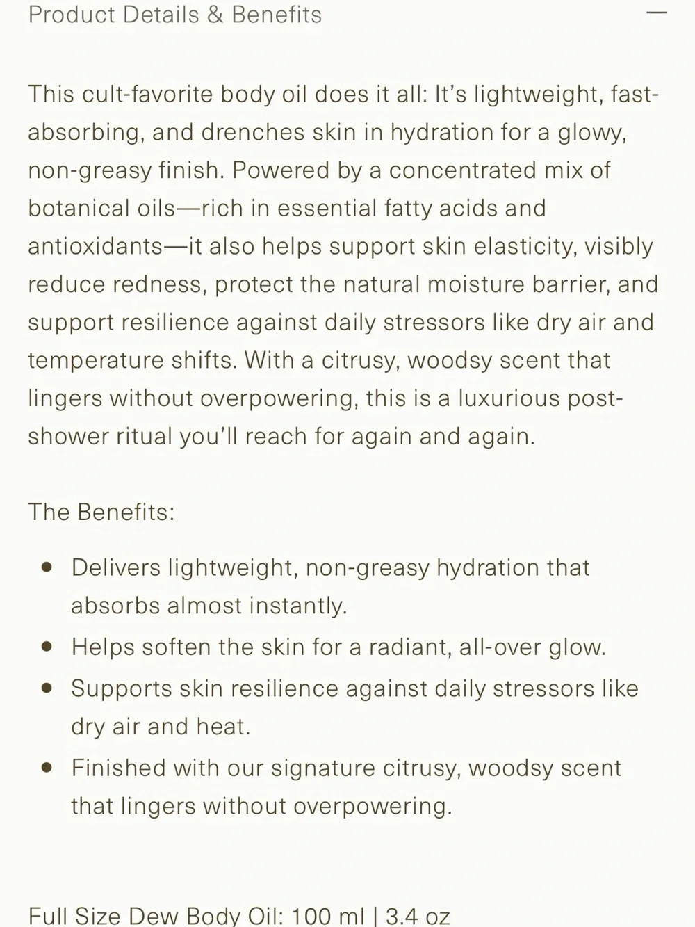 NIB Oak Essentials Dew Body Oil — Full Size